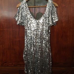 Silver Sequined Mini Dress!